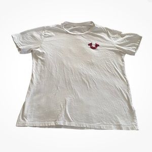 True Religion Shirt Mens Medium  White Buddha Graphic Tee Short Sleeve